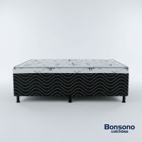 Cama Box Casal Conjugada Stande 138X188X57 D28 Preto/Cinza - Bonsono