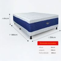 Cama Box Casal Molas Ensacadas Melinda 138X188X64 D28 Azul - Bonsono