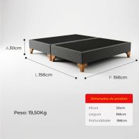 Box Base King Exuberante   198X198X20 Linho Cinza - Top&aacute;zio